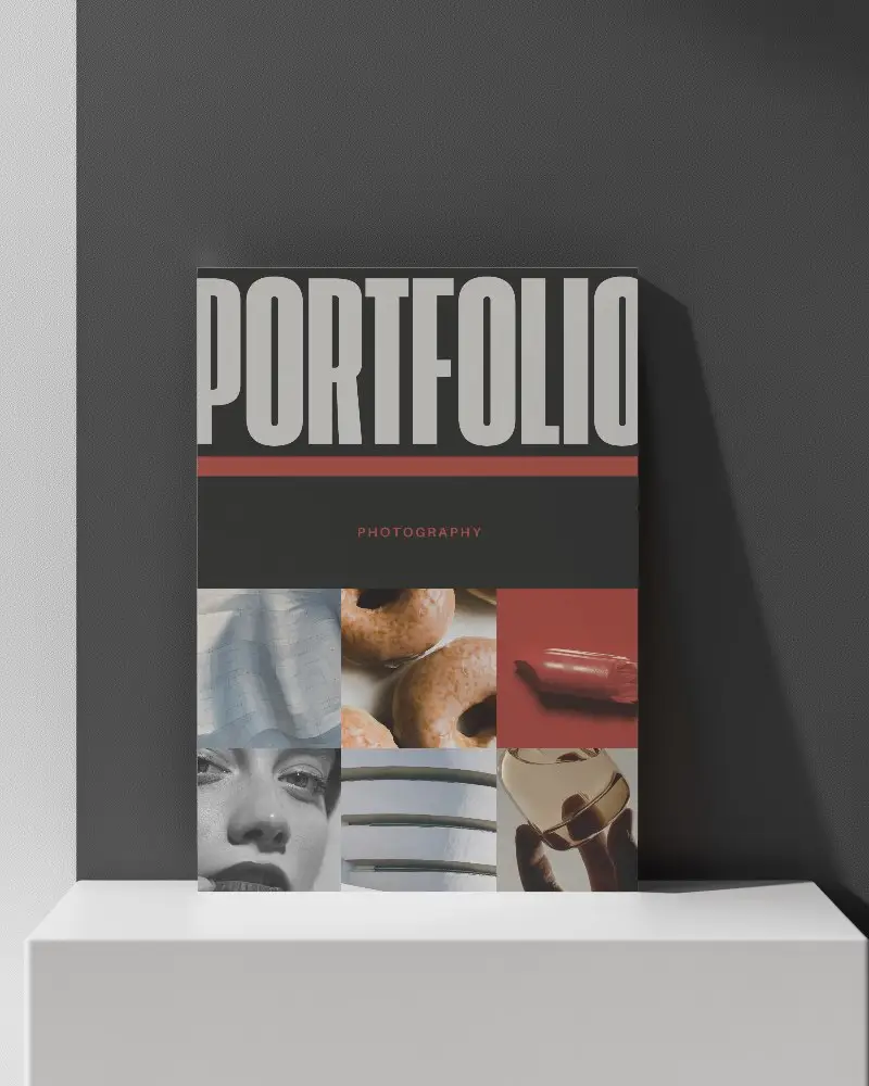 Magazine On Pedestal Mockup With Cover Design Under Soft Shadows On Gray Wall 0188