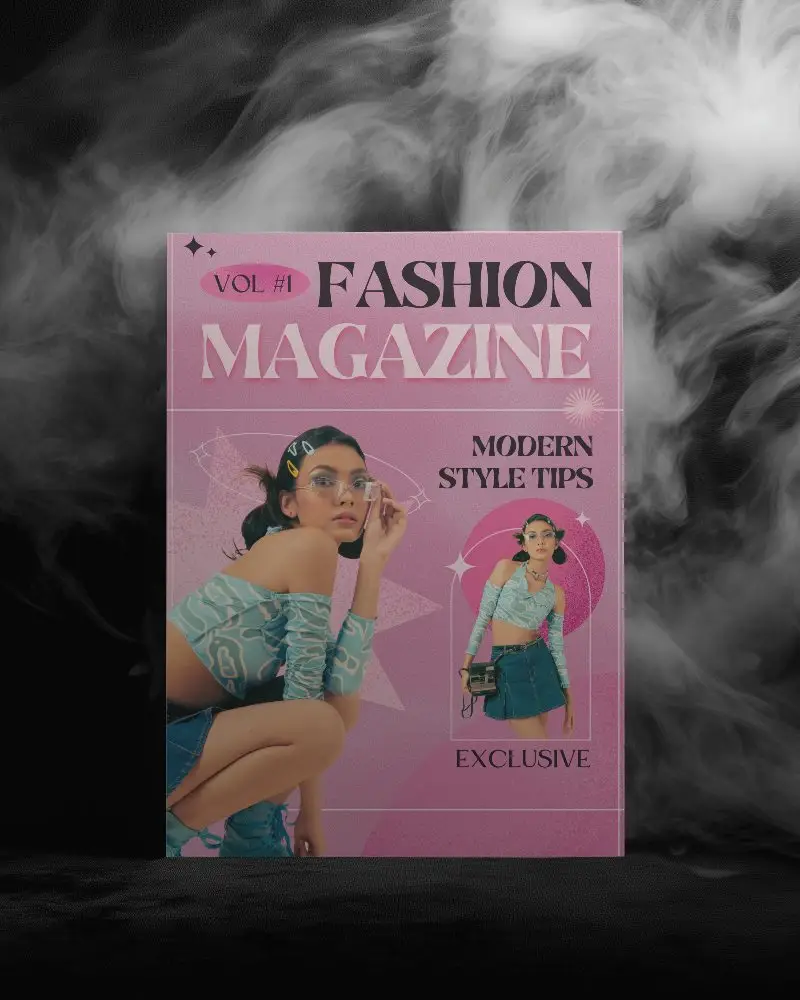 Ethereal Smoke Background Magazine Mockup With Designable Cover Under Mysterious Ambience 0190