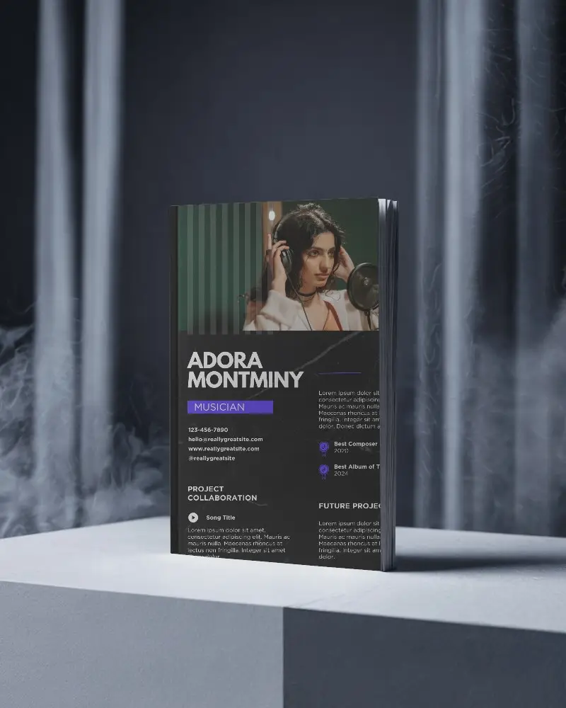 Magazine On A Stand Mock Up With Cover Design Under A Soft Focus Background 0195