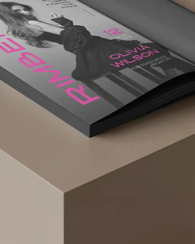 Elegant Flat Lay Magazine Mockup On Solid Background For Print Showcase