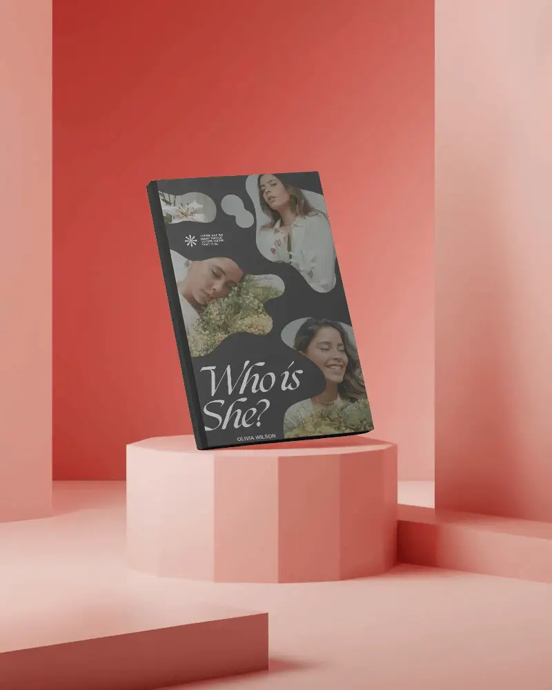 Hardcover Magazine Mockup On Geometric Platform For Creative Publishing Display