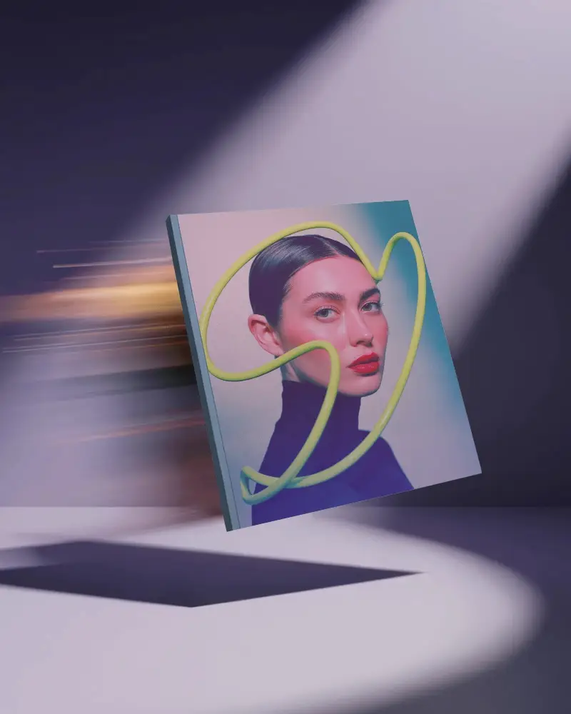 Sleek Square Magazine Mockup Showcasing Minimalist Design In A Dynamic Floating Pose 0336