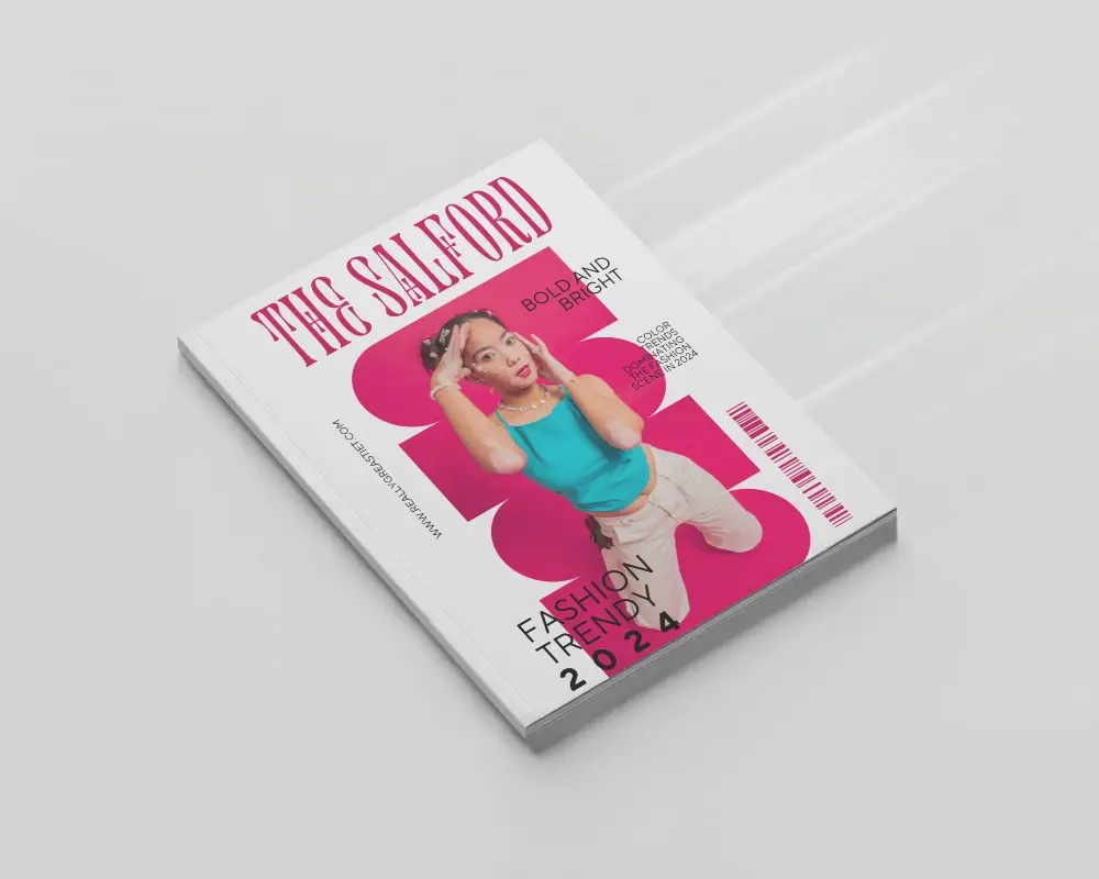 Clean Motion Blur Effect Magazine Mockup On Pure White Background Moving Forward