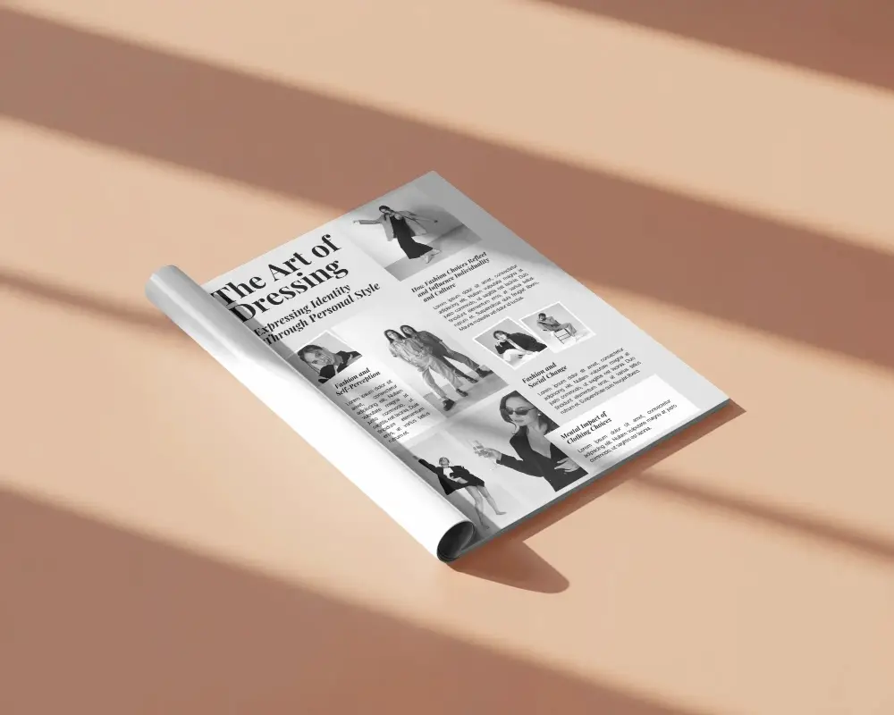 Clean Sunlit Magazine Mockup Rolling Page On Soft Peach Background With Shifting Light