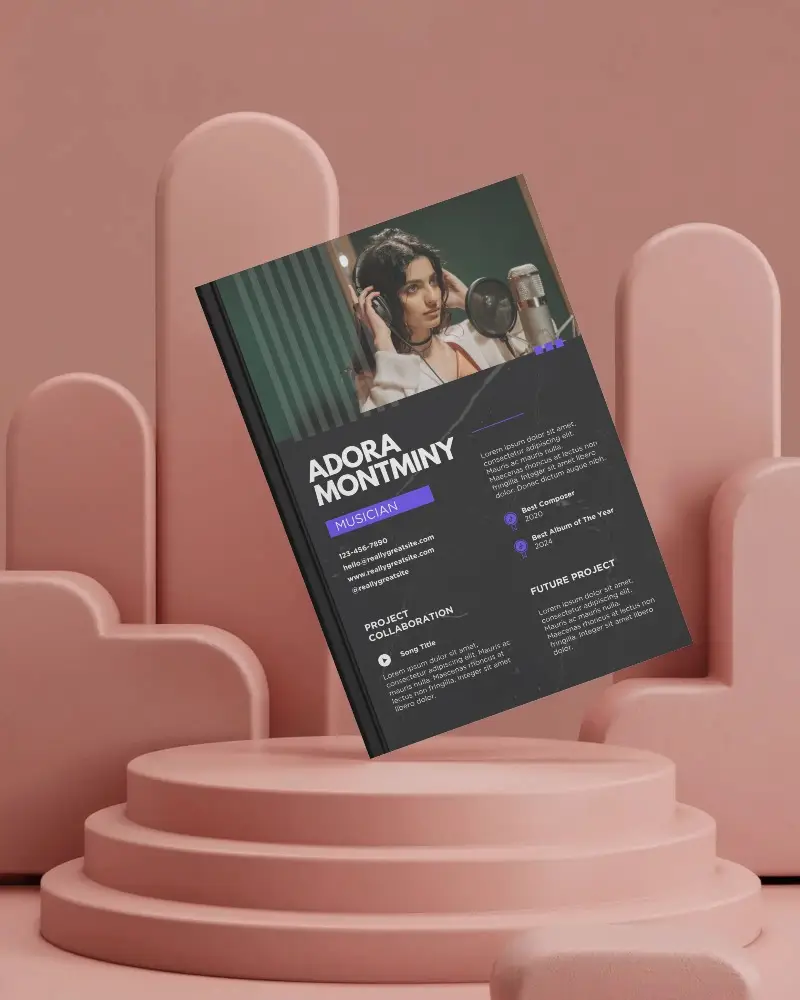 Creative Magazine Mockup Leveled On Pink Geometric Platform Surrounded By Soft Curves