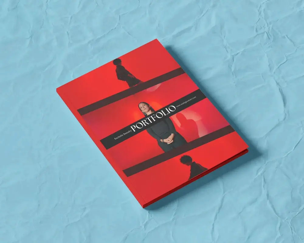 Magazine Mockup Floating Over Crumpled Blue Paper With Soft Light Reflection