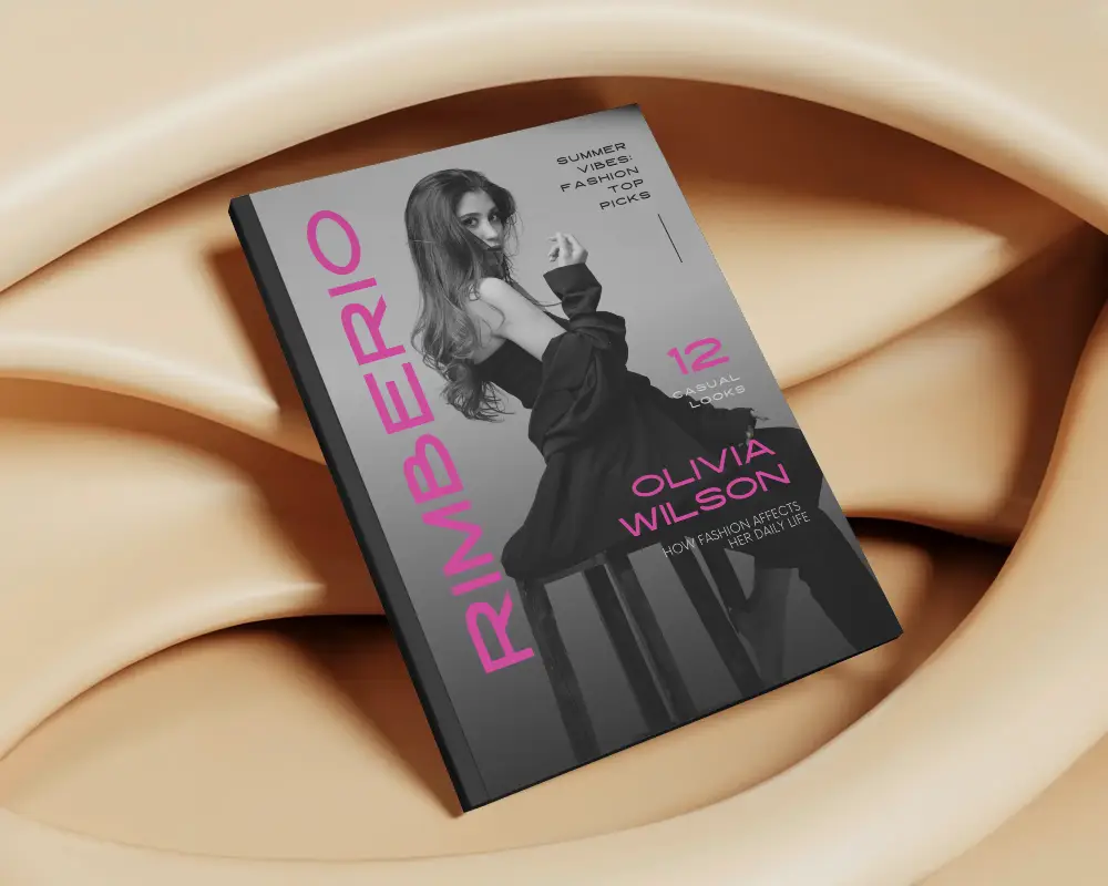 Fluid Sculptural Background Magazine Mockup On Soft Beige Top View