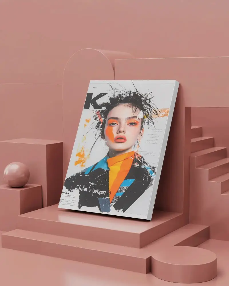 Magazine Mockup Leaning On Abstract Architectural Steps Modern Design Concept