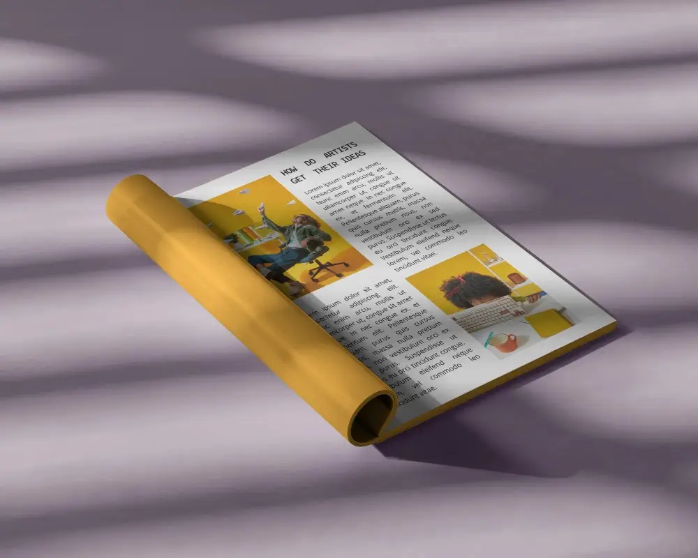 lavender-light-rolled-magazine-mockup-with-window-shadows-3d-realistic-studio