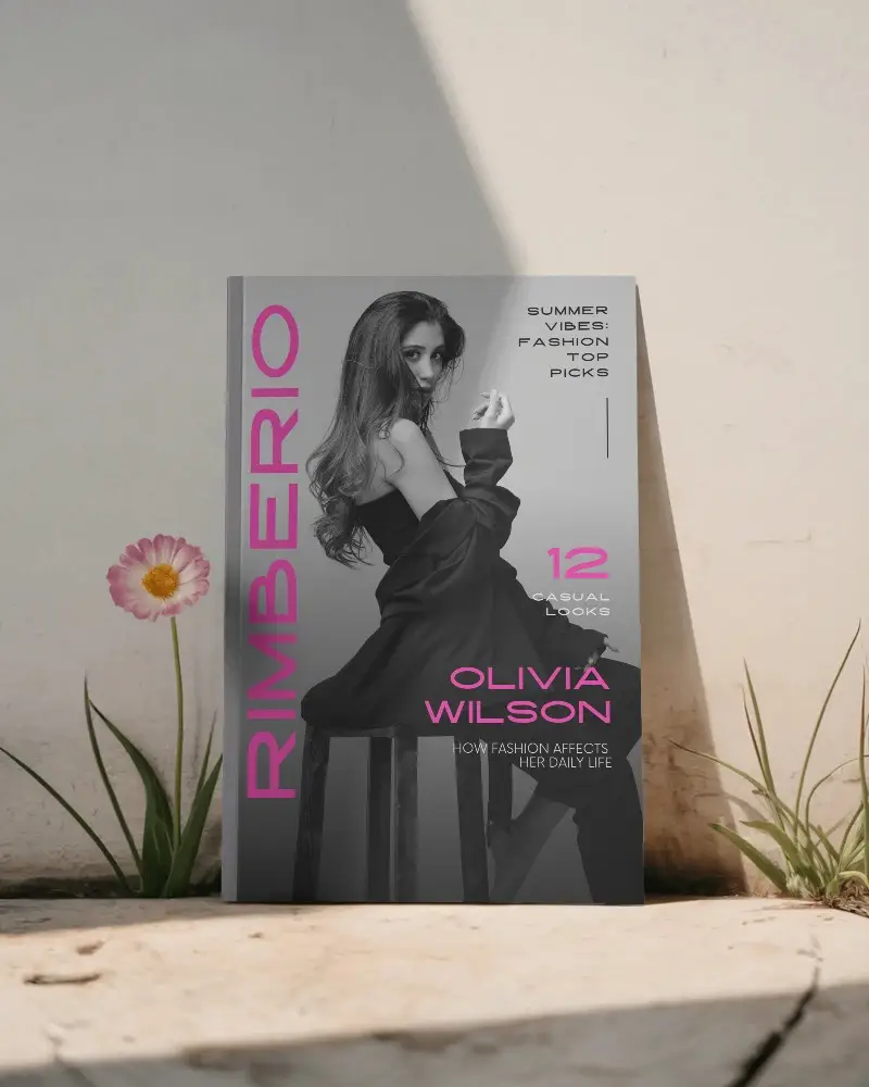 vertical-magazine-mockup-with-shadow-gradient-and-outdoor-flower-background-for-branding-showcase