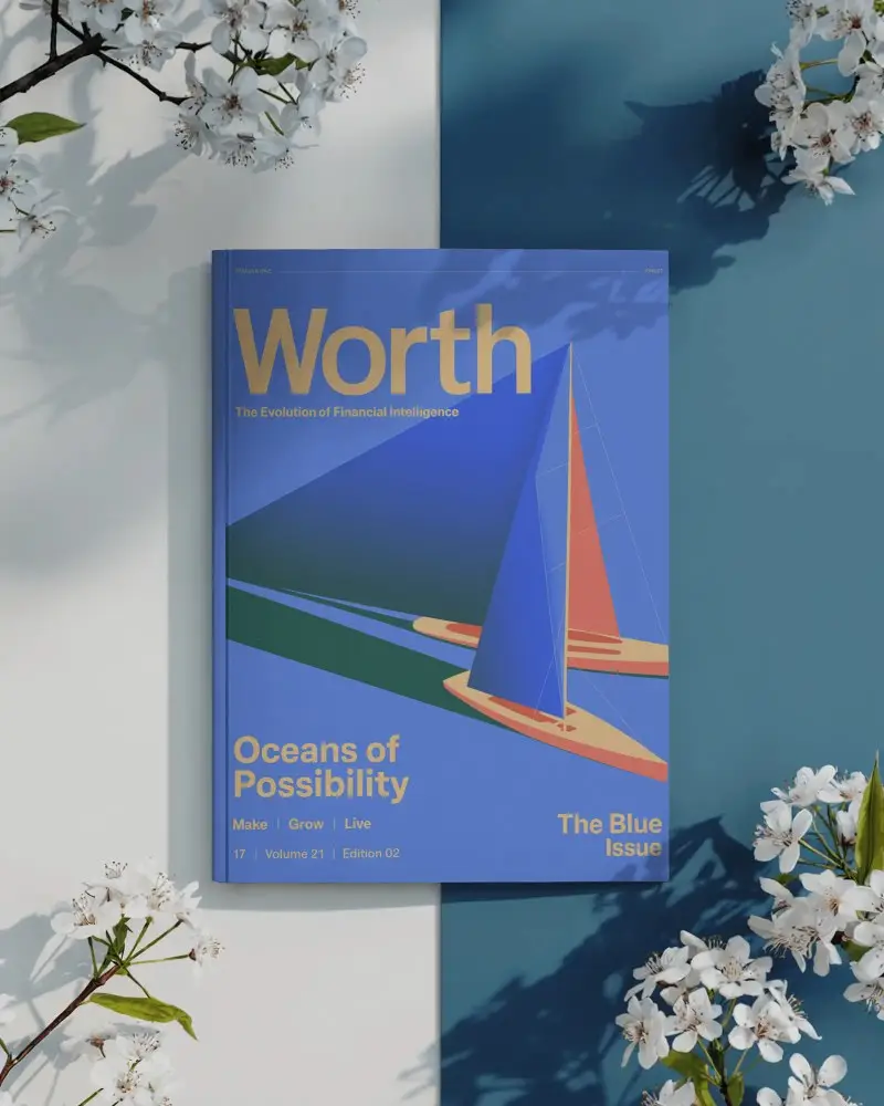 Clean Top View Magazine Mockup Featured With Fresh Blossom Elements For Presentation