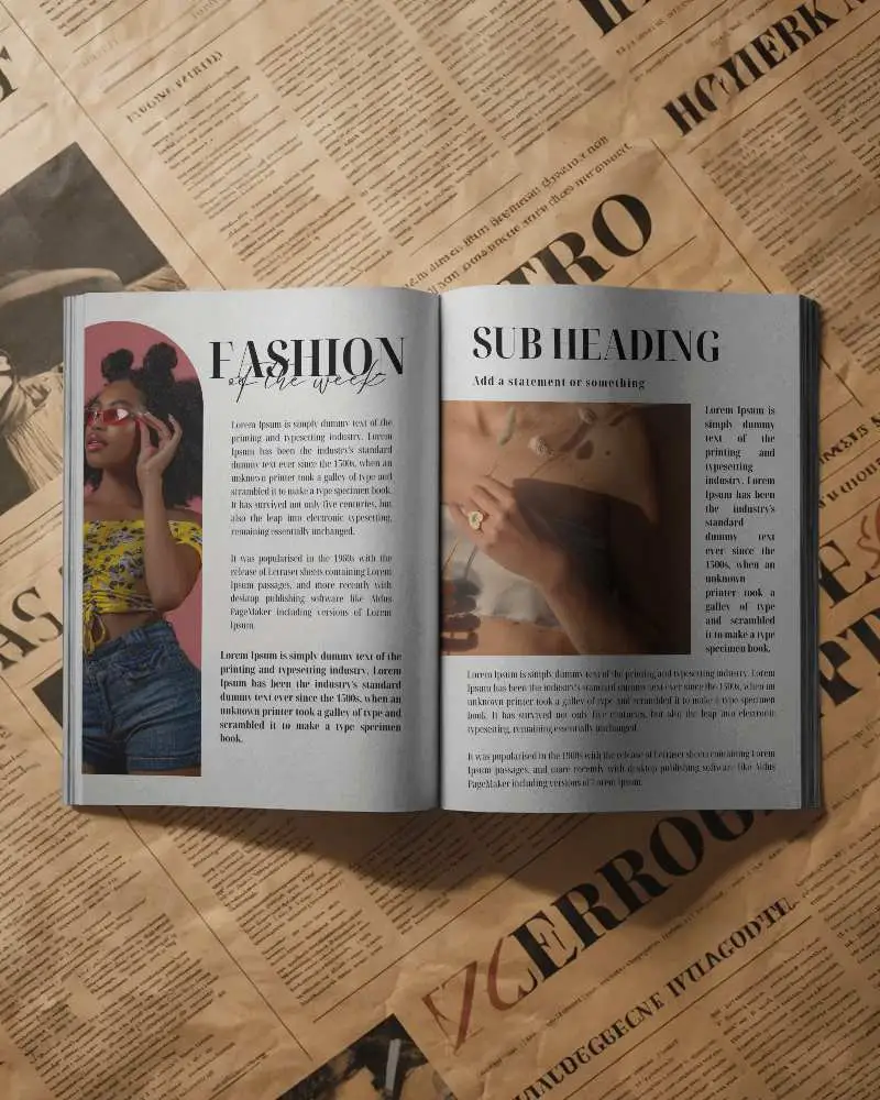 open-magazine-mockup-on-vintage-newspaper-background-for-design-presentation