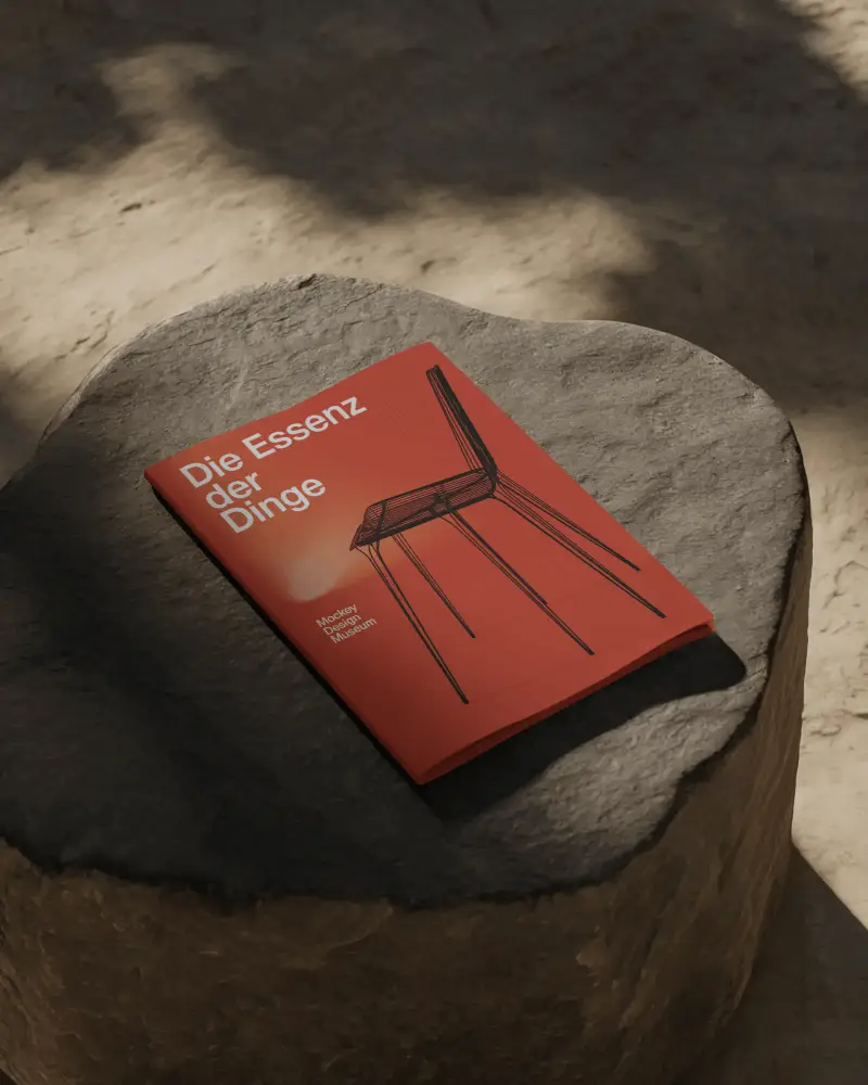 Minimal A4 Cover Magazine Mockup On Stone Surface Natural Sunlight