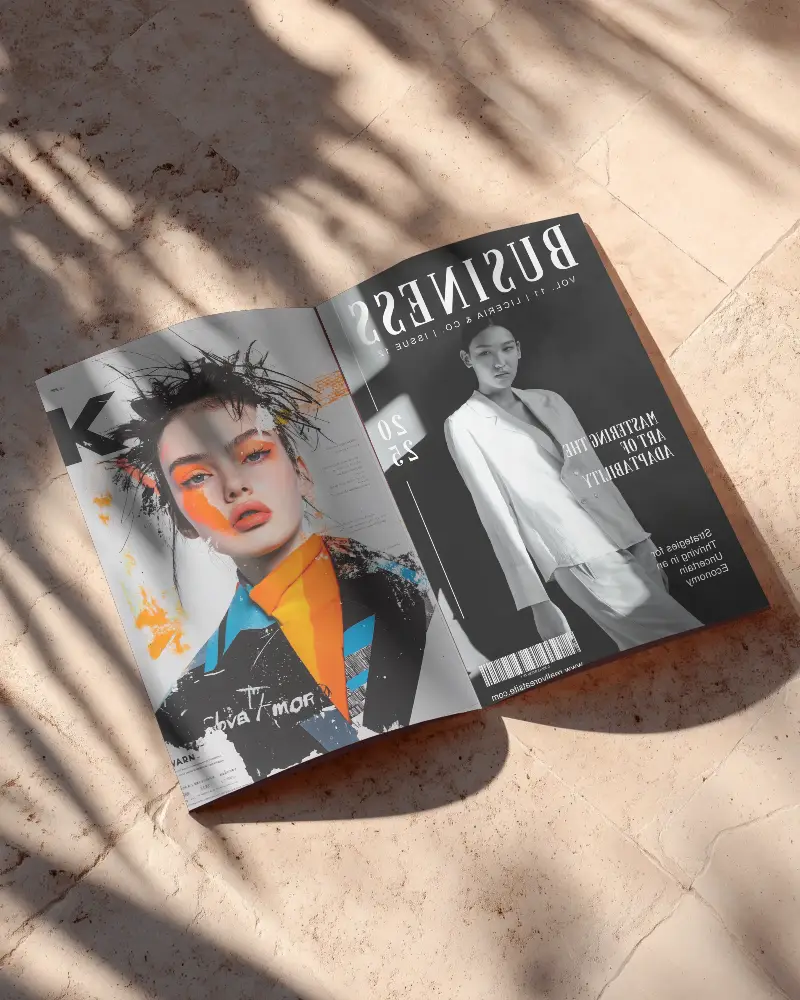 Blank Magazine Mockup On Textured Floor With Natural Light And Shadow Fall
