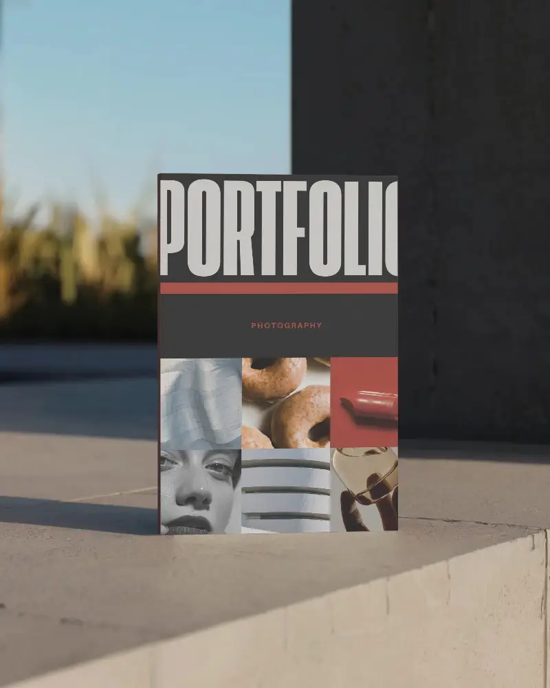 Hardcover Magazine Mockup On Concrete Surface With Natural Light Outdoor Setting