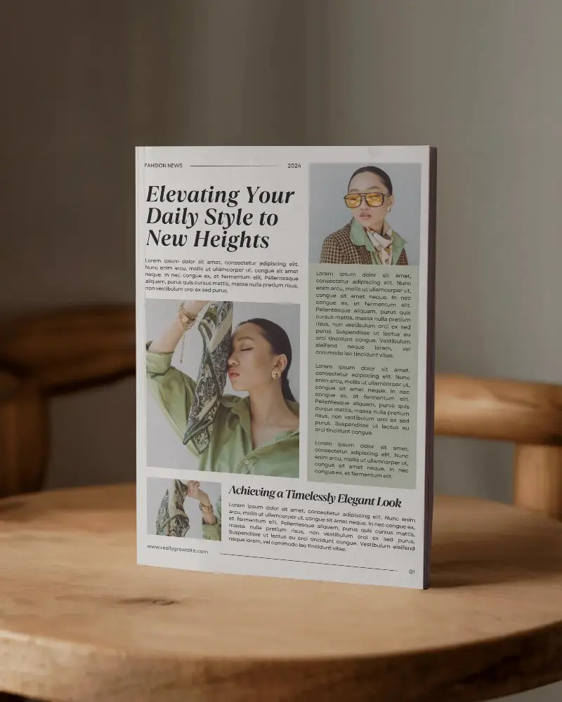 Blank Magazine Mockup On Rustic Wooden Table Minimalist Style Photography Layout