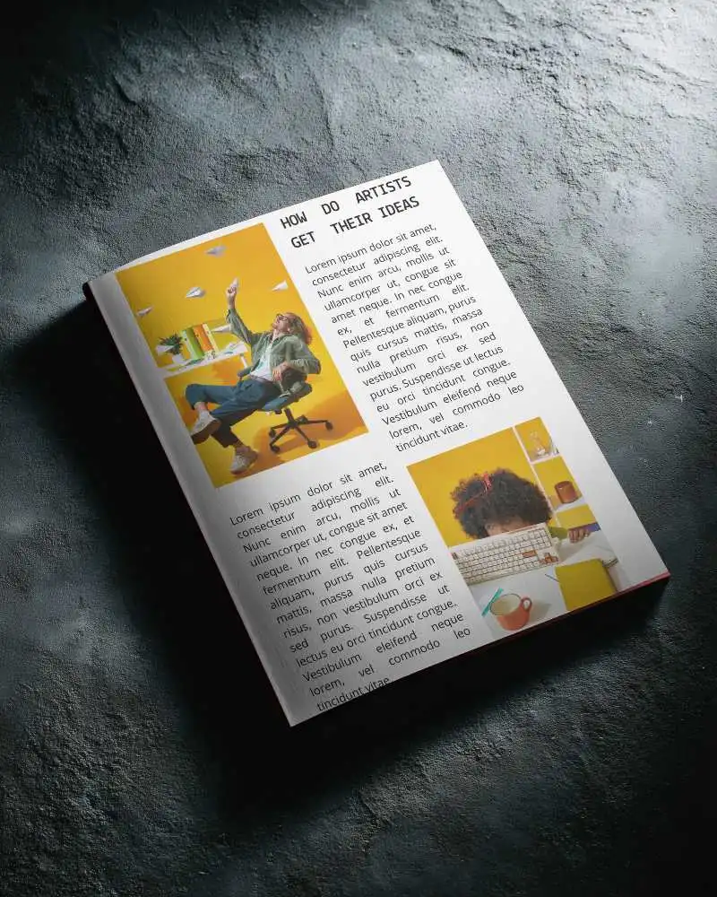 Professional Print Magazine Mockup On Textured Surface Perfect For Portfolios