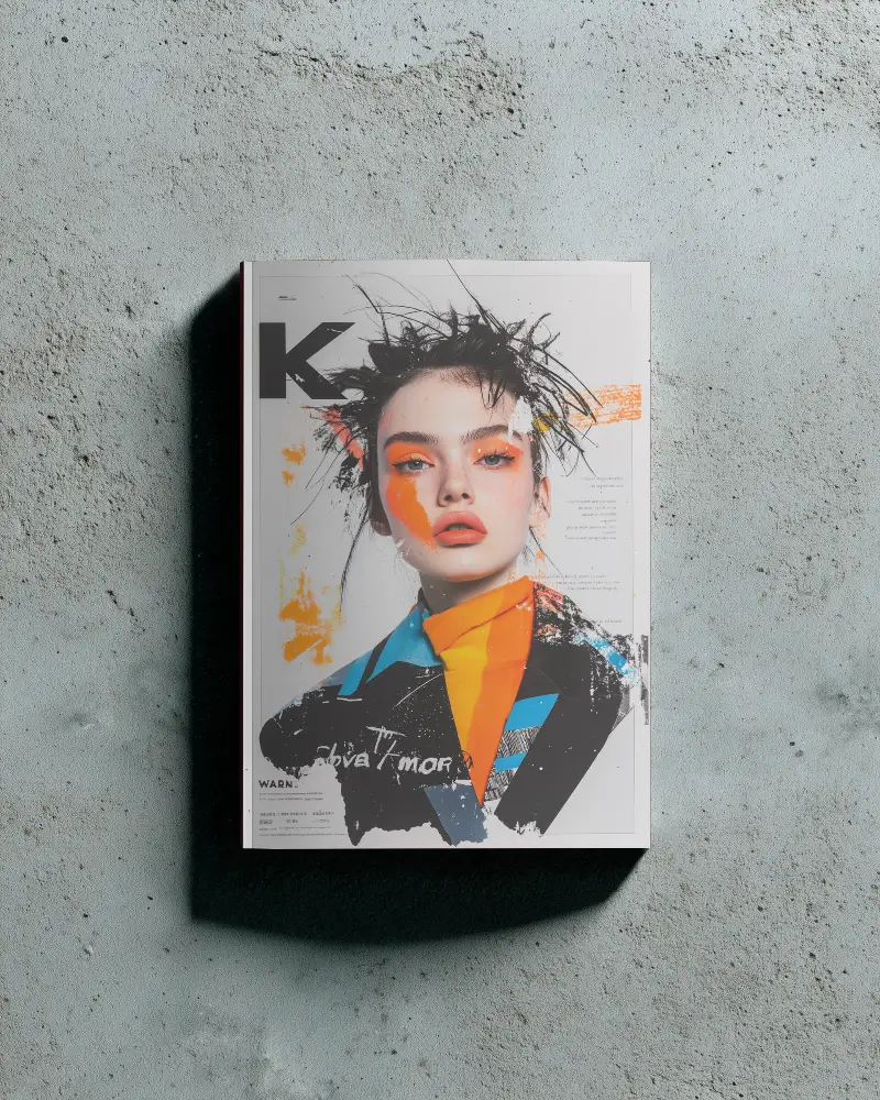 Blank Cover Magazine Mockup Floating Over Textured Surface For Branding Ideas