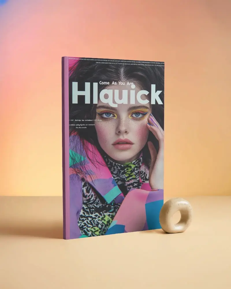 Modern Magazine Mockup With Minimalist Design And Abstract Decor For Creative Showcase