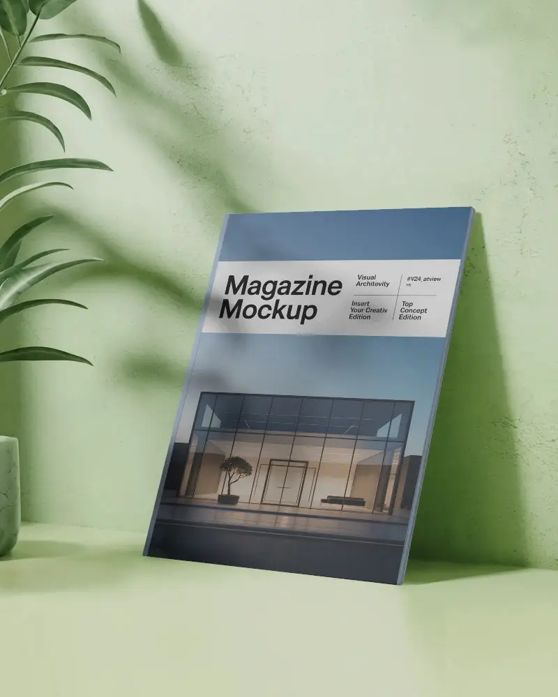 Modern Minimalistic Magazine Mockup On Natural Background For Clean Presentations