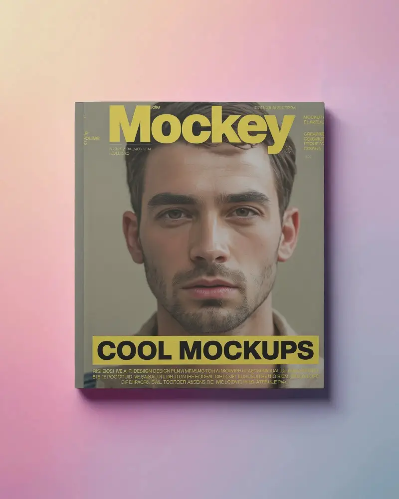 Minimalistic Hardcover Magazine Mockup Isolated On Gradient Background