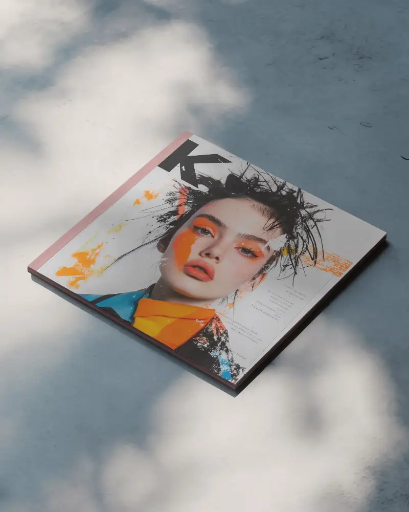 Square Magazine Mockup On Smooth Surface With Natural Light And Shadow Effects