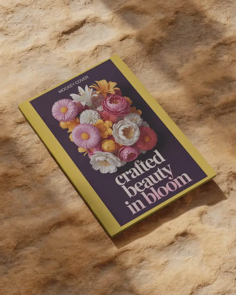 Premium Hardcover Magazine Mockup On Textured Ground Surface For Showcasing Designs