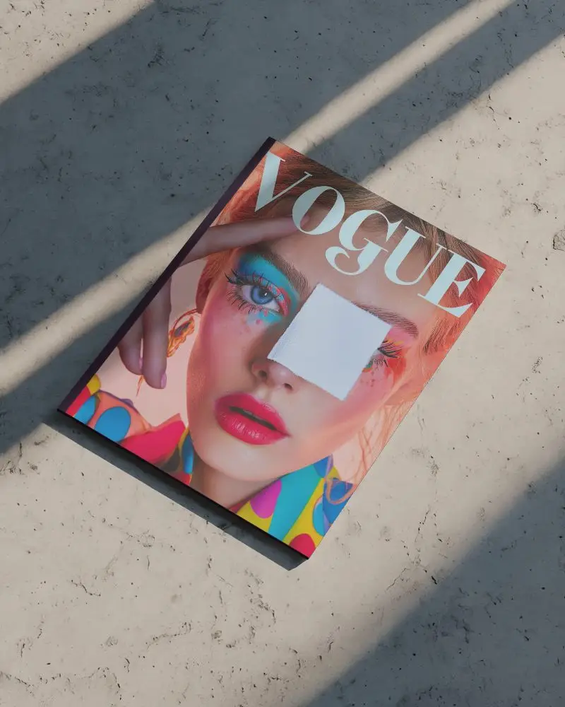 Minimalistic Magazine Mockup On Textured Surface With Natural Light Shadow Effect