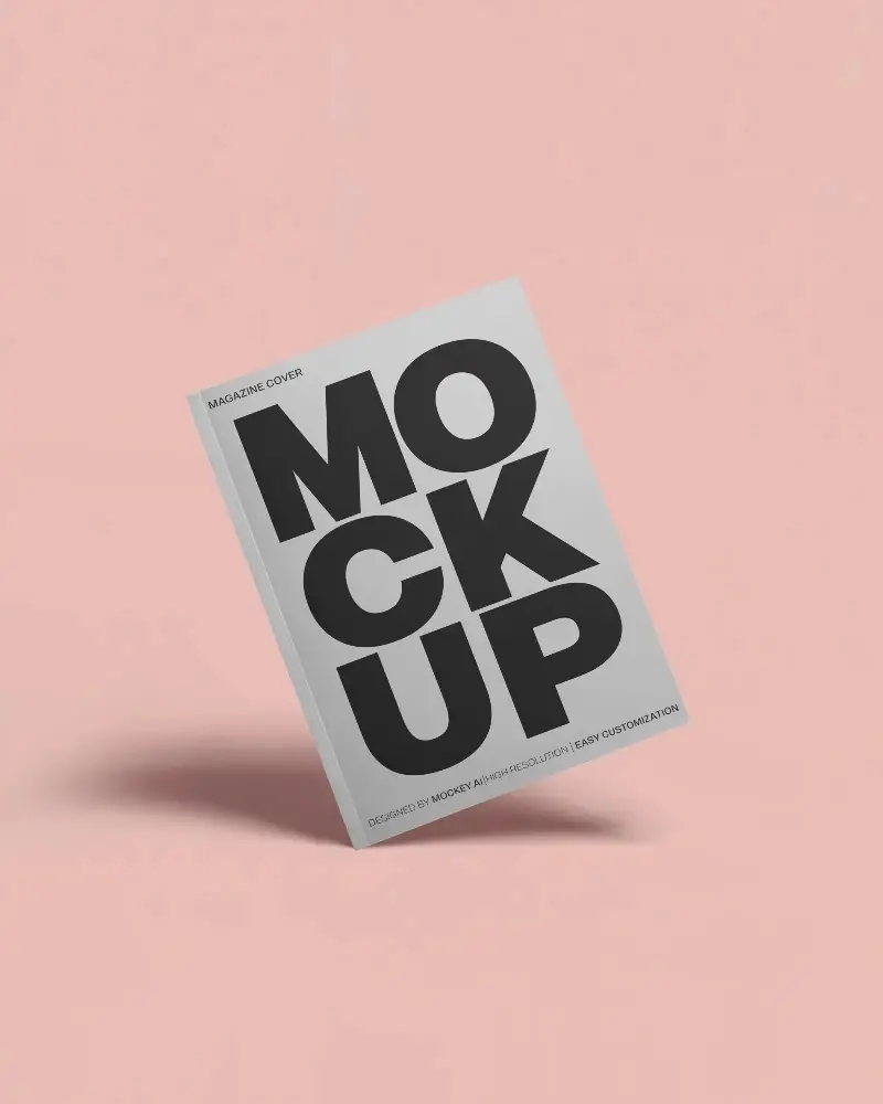 Floating Magazine Mockup With Simple Clean Cover Design For Presentation