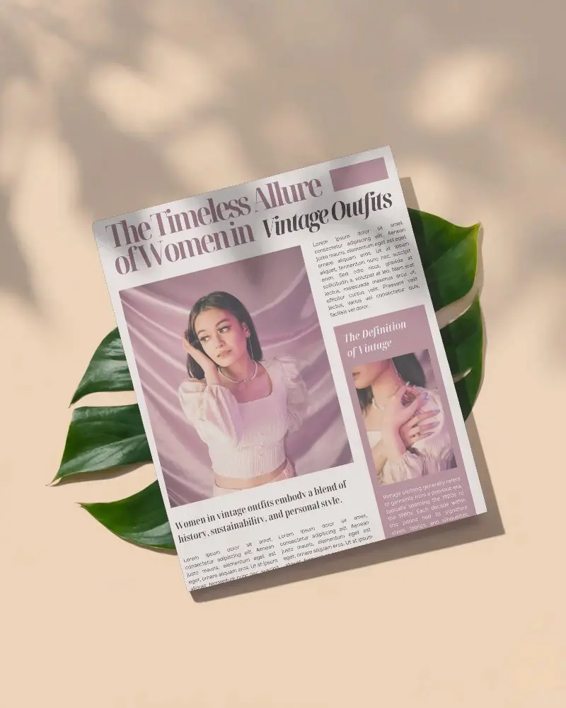 Minimalist Magazine Cover Mockup With Tropical Leaf And Subtle Light Effects