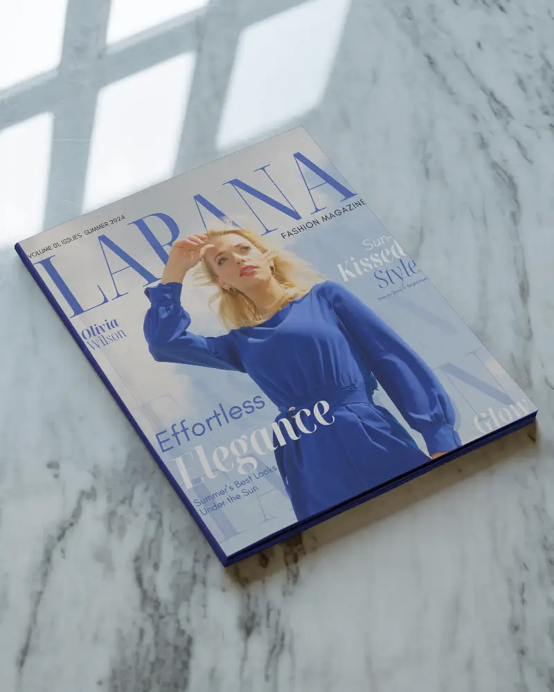 Sleek Minimalistic Magazine Mockup On Marble Surface For Professional Presentation