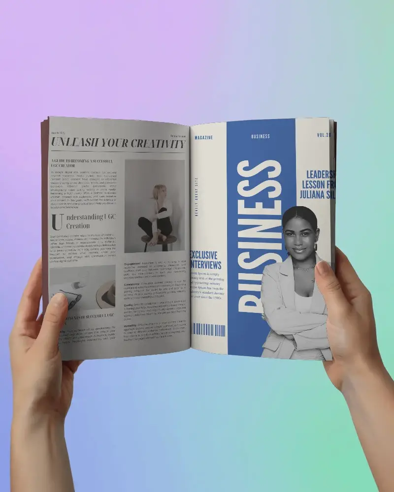 Flat Lay Magazine Mockup With Opened Blank Pages For Branding And Marketing Use