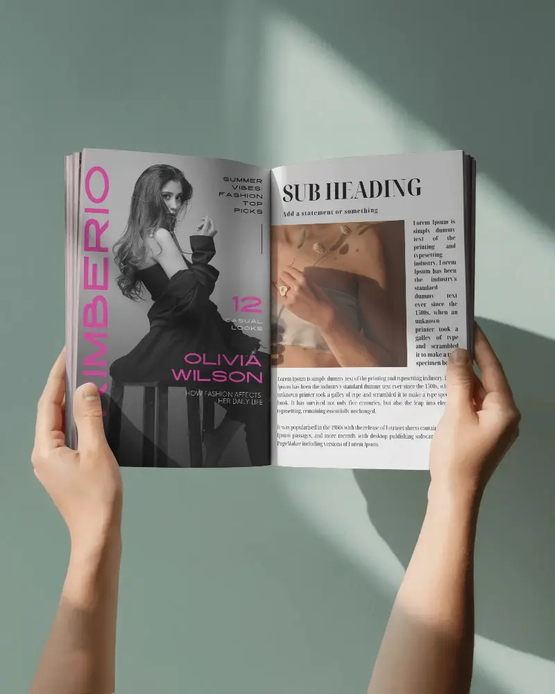 Realistic Magazine Mockup With Empty Pages In Hands For Print Design Preview
