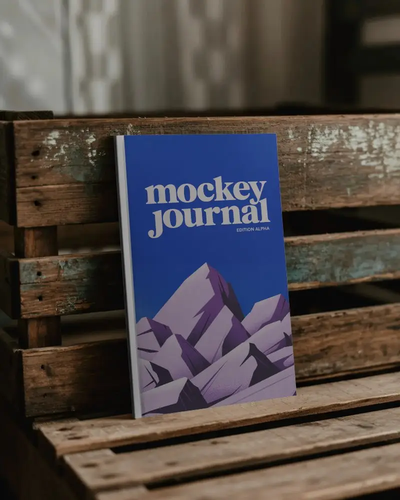 Sleek Minimalist Magazine Mockup On Rustic Wooden Crate For Design Display