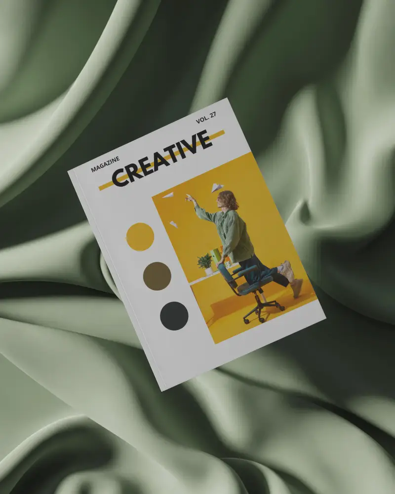 Abstract Green Fluid Background Magazine Mockup Floating With Soft Organic Waves Editorial Style