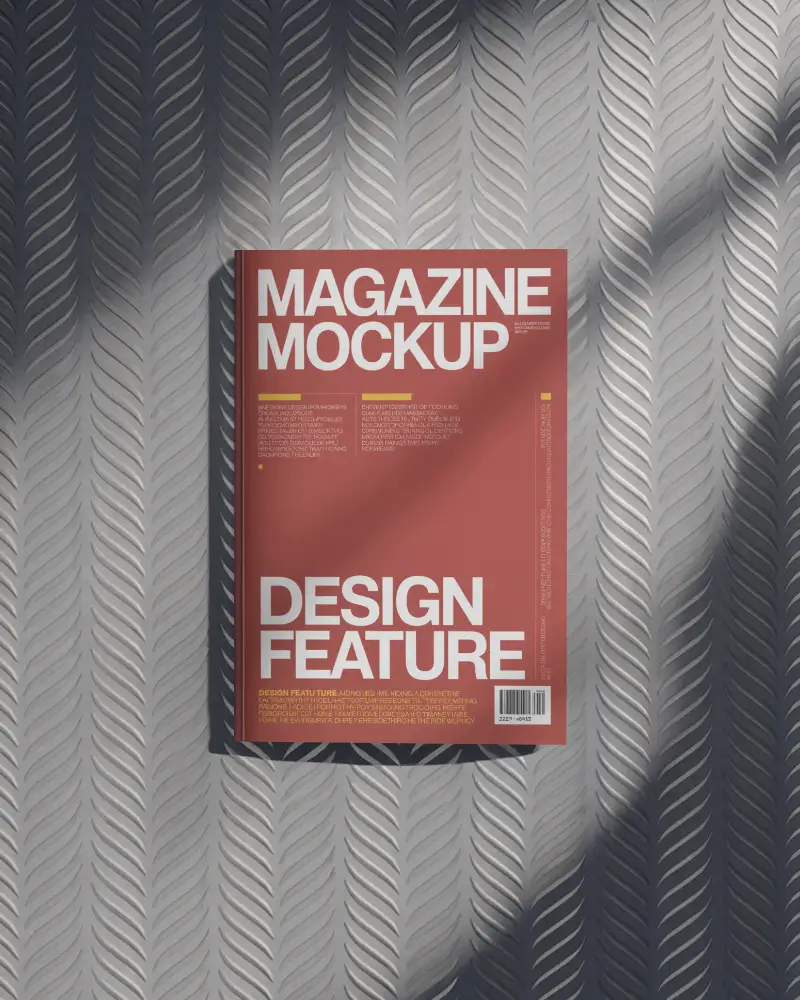 Embossed Pattern Surface Magazine Mockup With Elegant Light Shadows For Premium Editorial Display