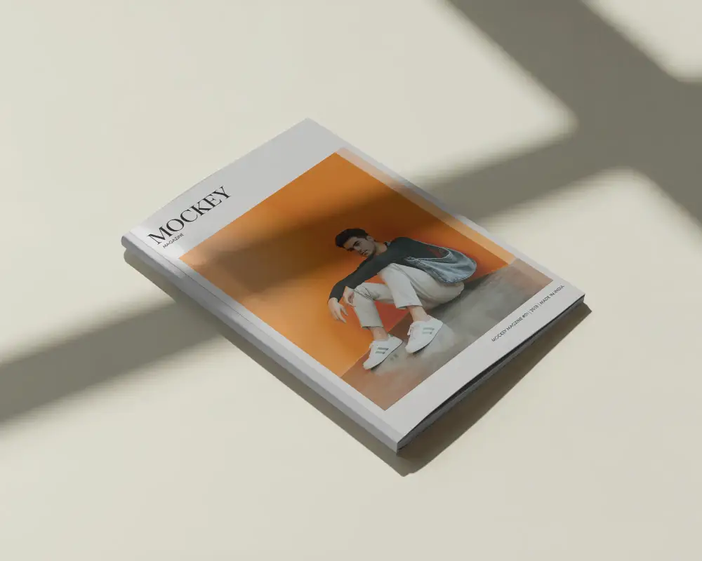 Sunlit Floor Magazine Mockup With Window Light Shadows Minimal Interior Editorial Aesthetic