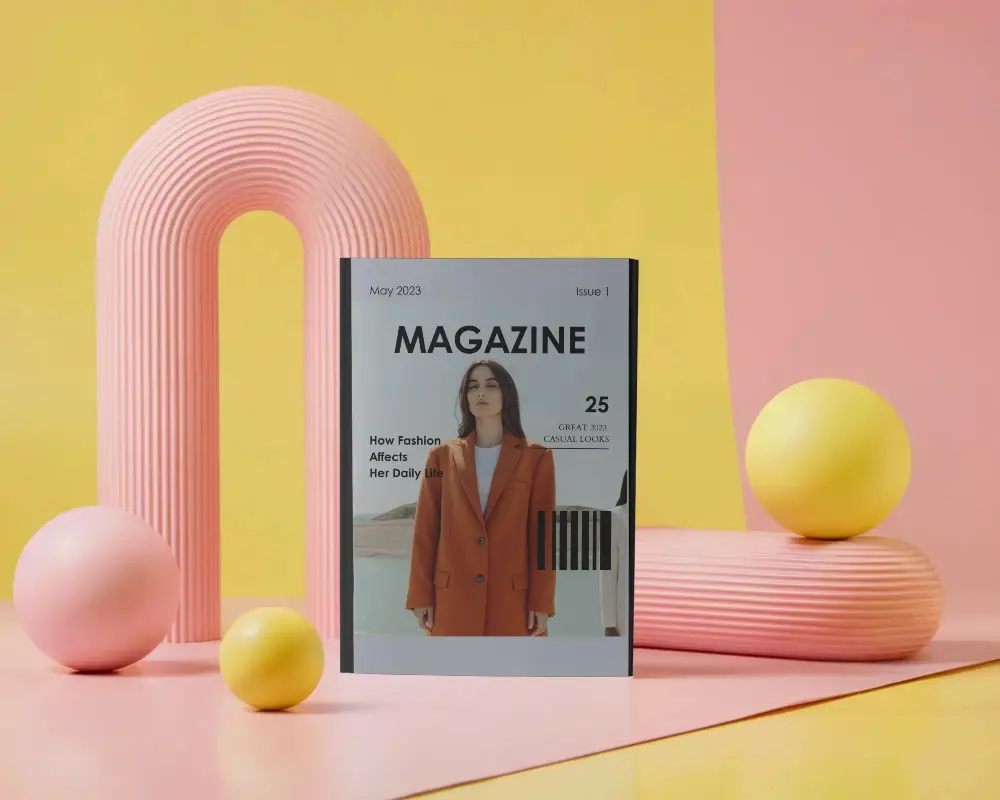 Modern Magazine Mockup With Minimalist Geometric Elements For Design Presentations