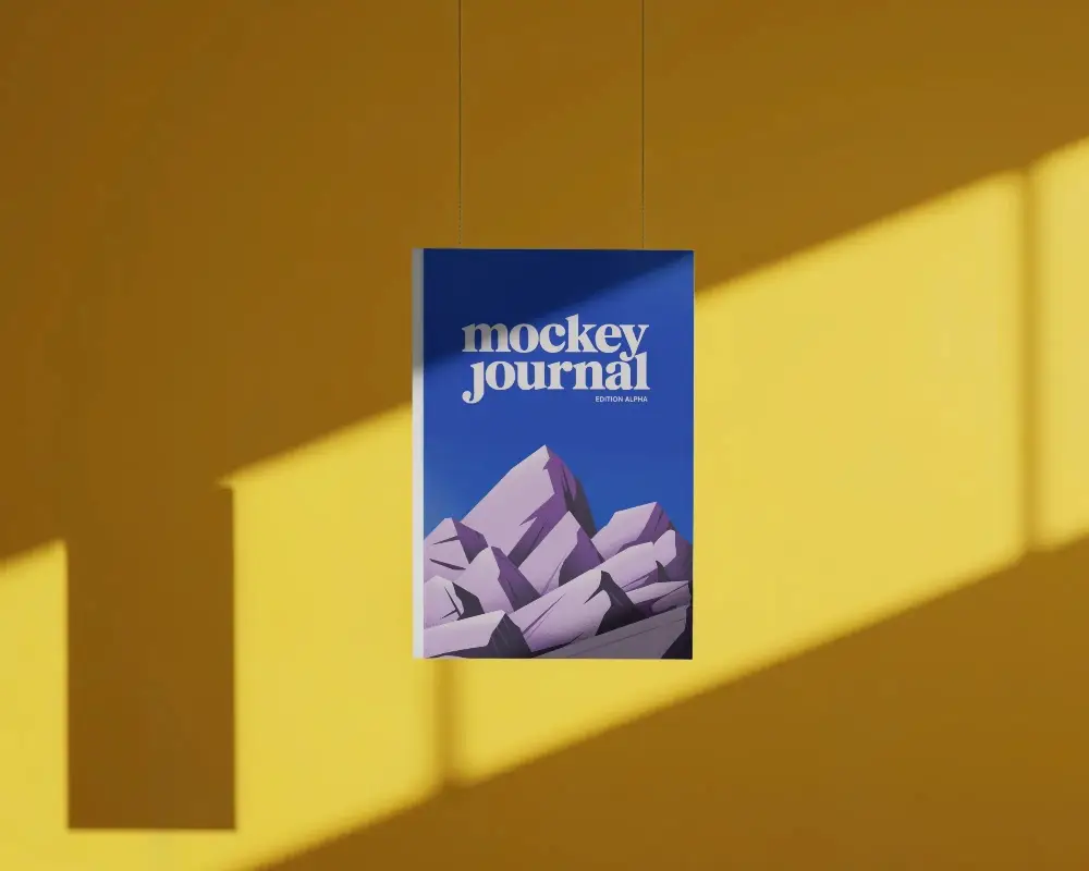 Magazine Mockup Floating In Air Showcasing Front Cover Minimalist Style Presentation