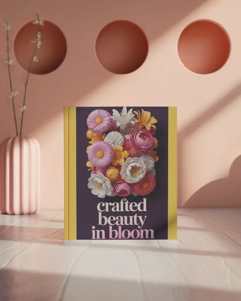 Sleek Stylish Magazine Mockup Positioned On Wooden Surface With Artistic Shadow Play