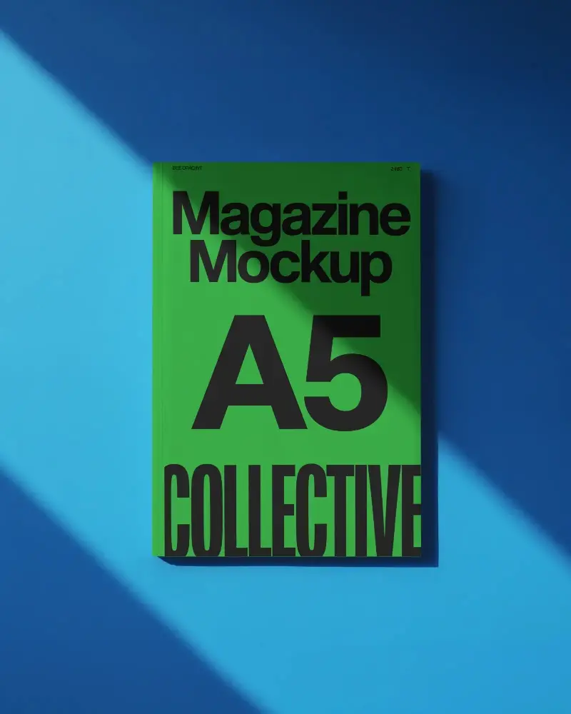 Studio Spotlight Vertical Magazine Mockup With Strong Diagonal Light And Precise Edge Detail