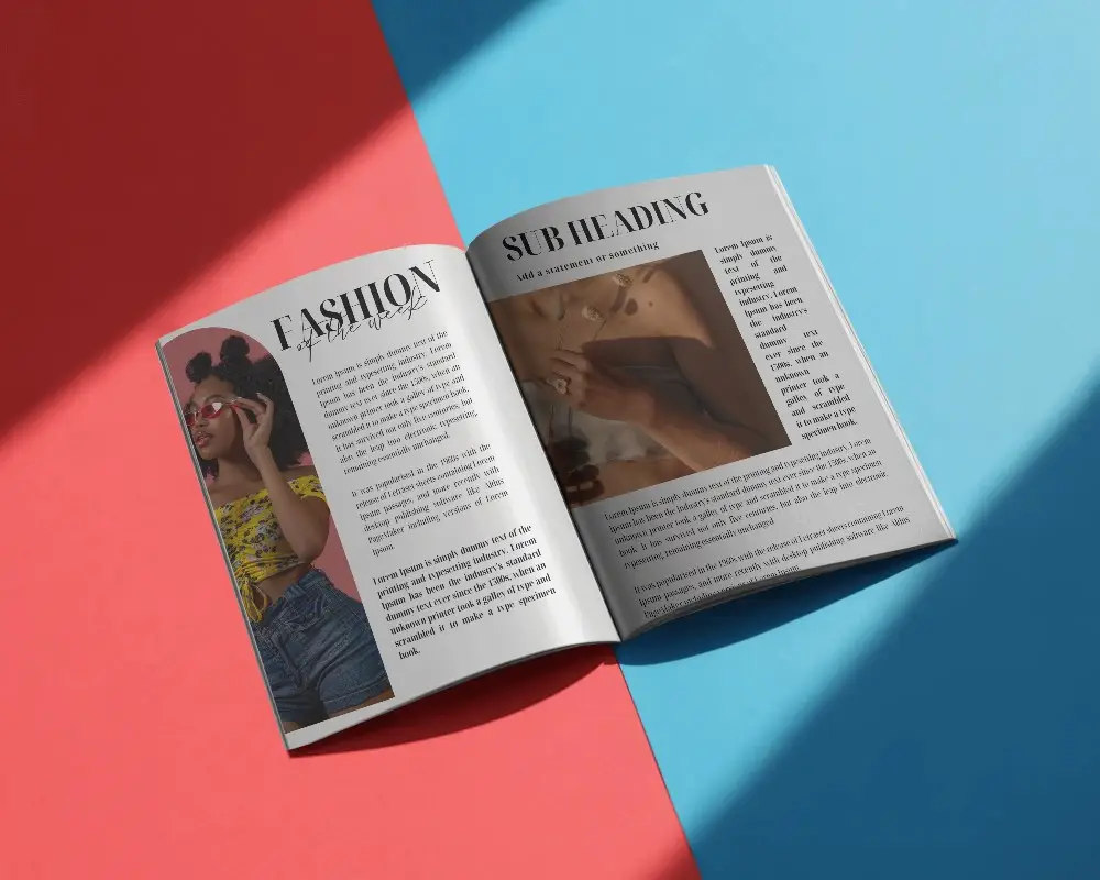 Creative Dual Tone Background Magazine Mockup With Open Blank Pages Display