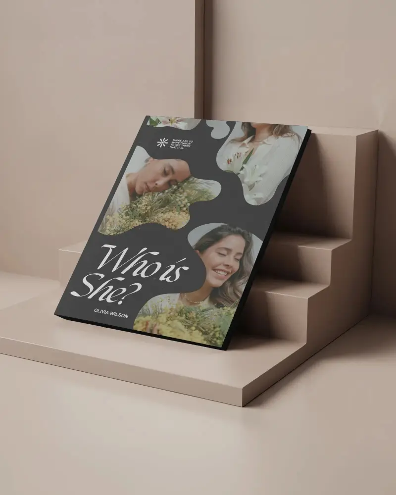 Architectural Step Display Magazine Mockup With Leaning Blank Cover And Soft Neutral Light
