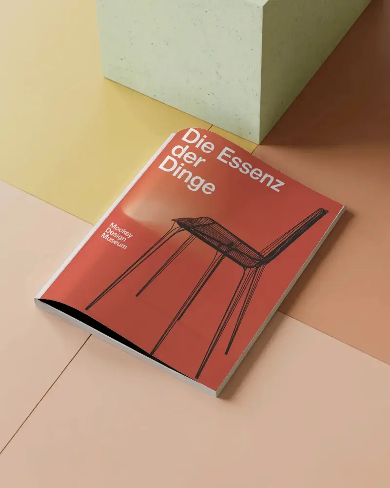 Realistic Magazine Layout Mockup Placed On Textured Floor For Creative Showcase 0334