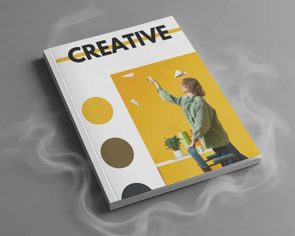 Smokey Ambiance Magazine Mockup With Label Area On Cover Under Mysterious Veil 0185