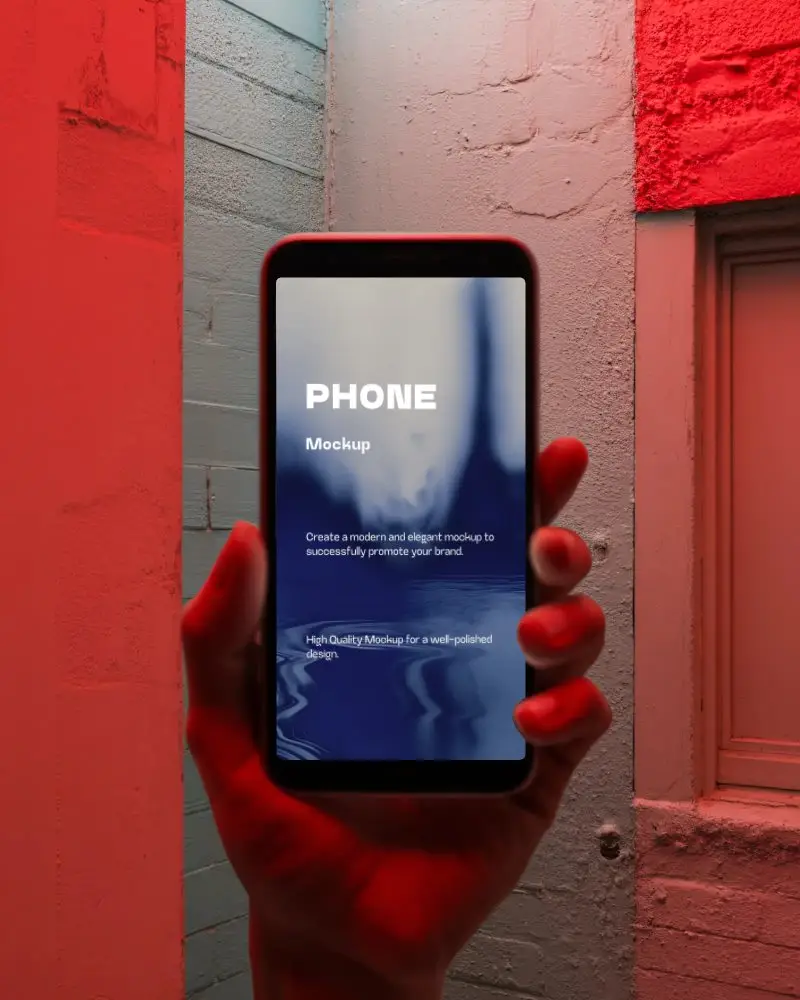 Hand Held Samsung Phone Mockup With Blank Screen For App Preview Or Digital Presentation Use