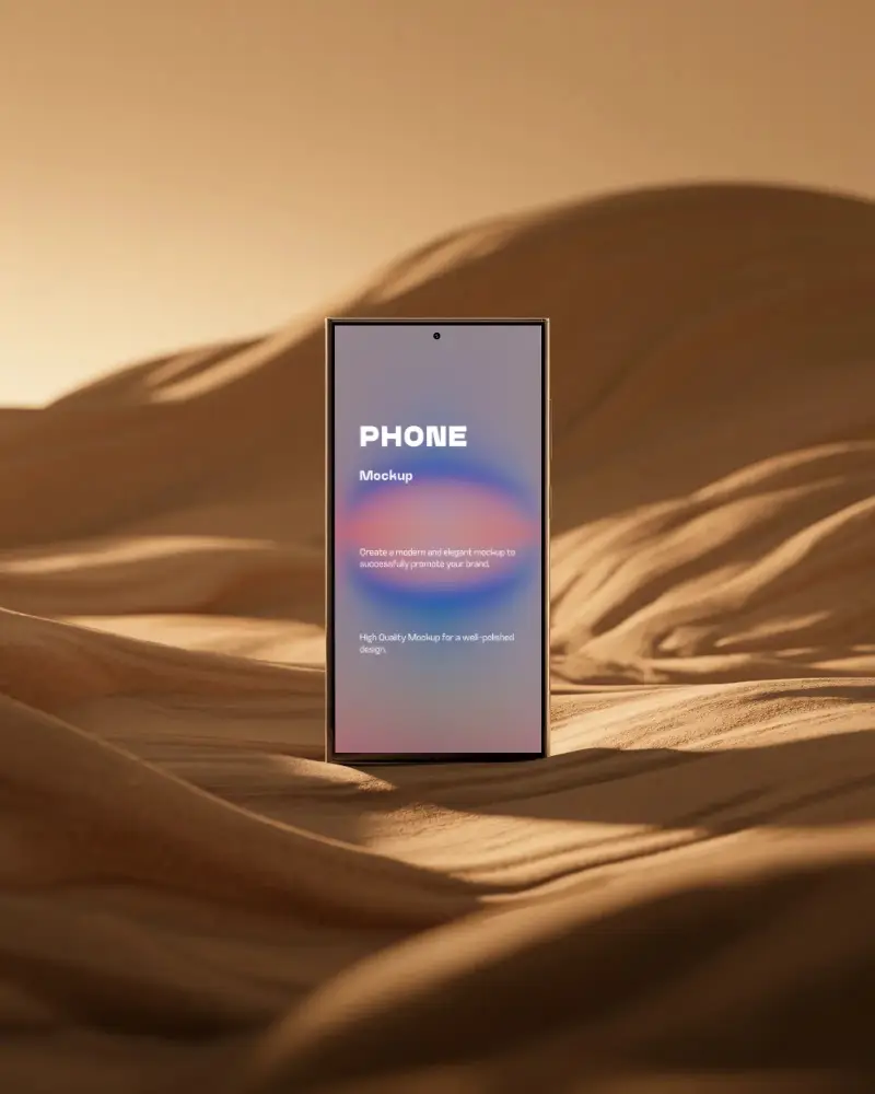 Modern Samsung S25 Ultra Sleek Phone Mockup Isolated On Textured Sand Background For Digital Display