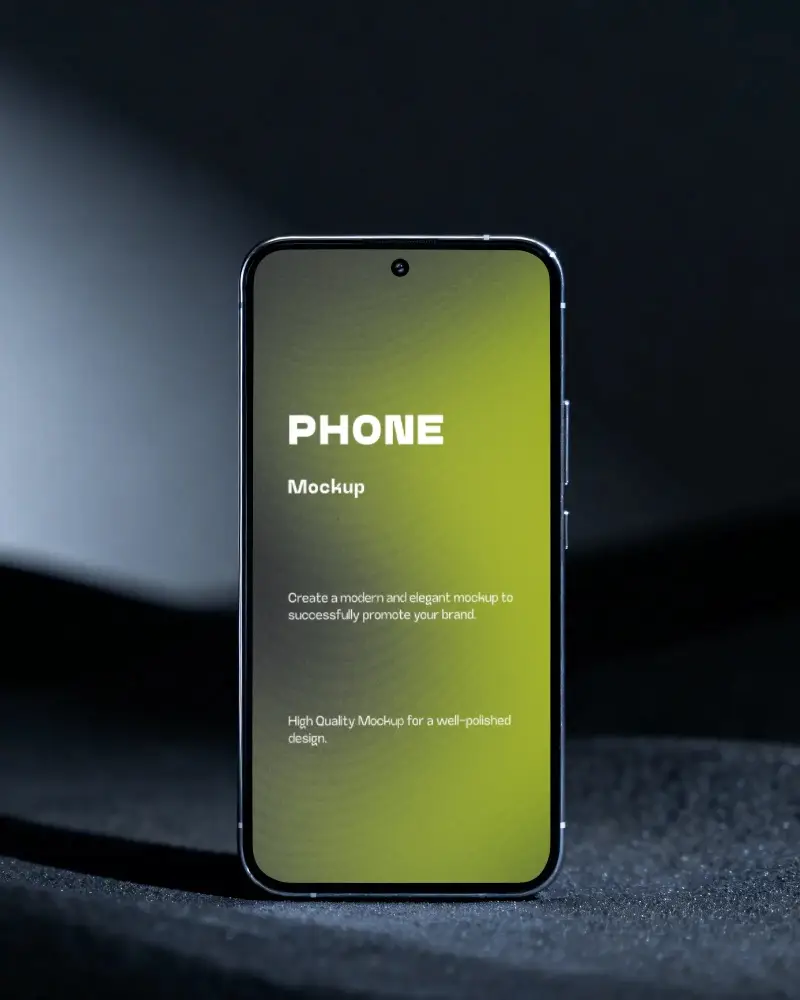 Dark Studio Samsung Phone Mockup Front View With Dramatic Moody Gradient Background