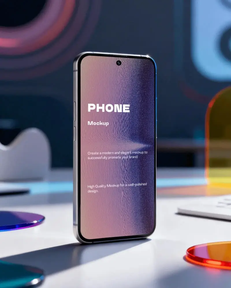 Google Pixel Standing Phone Mockup With Clean Background Perfect For Technology And App Promotion