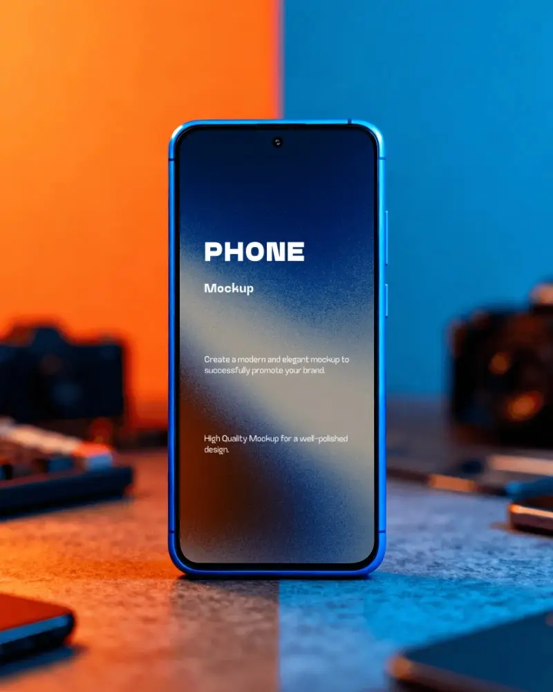 Premium Samsung Phone Mockup On Contrast Background For Creative Projects And Advertising